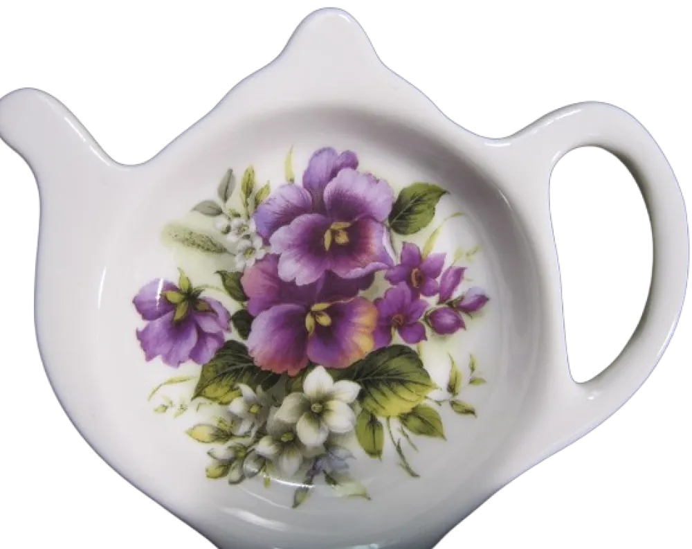Adderley Ceramics Pansy Tea Tidy- Tea Bag Holders & Squeezers