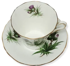Adderley Ceramics Thistle Cup & Saucer with Gold Trim- Teacups & Saucers