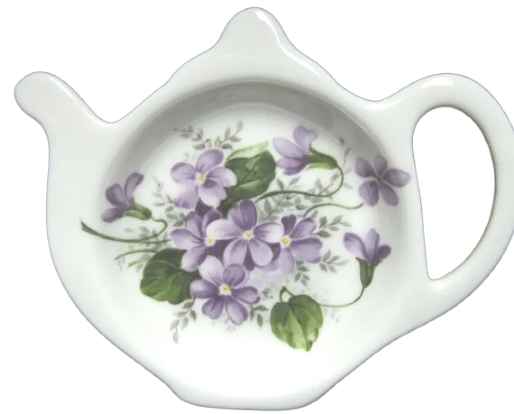 Adderley Ceramics Wild Violet Tea Tidy- Tea Bag Holders & Squeezers
