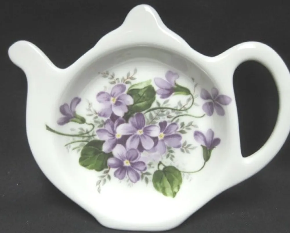 Adderley Ceramics Wild Violet Tea Tidy- Tea Bag Holders & Squeezers