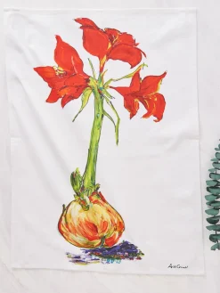April Cornell Amaryllis (Red) Tea Towel- Tea Towels