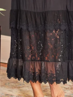 April Cornell Camille Black Slip- Robes, Nightgowns & Dresses