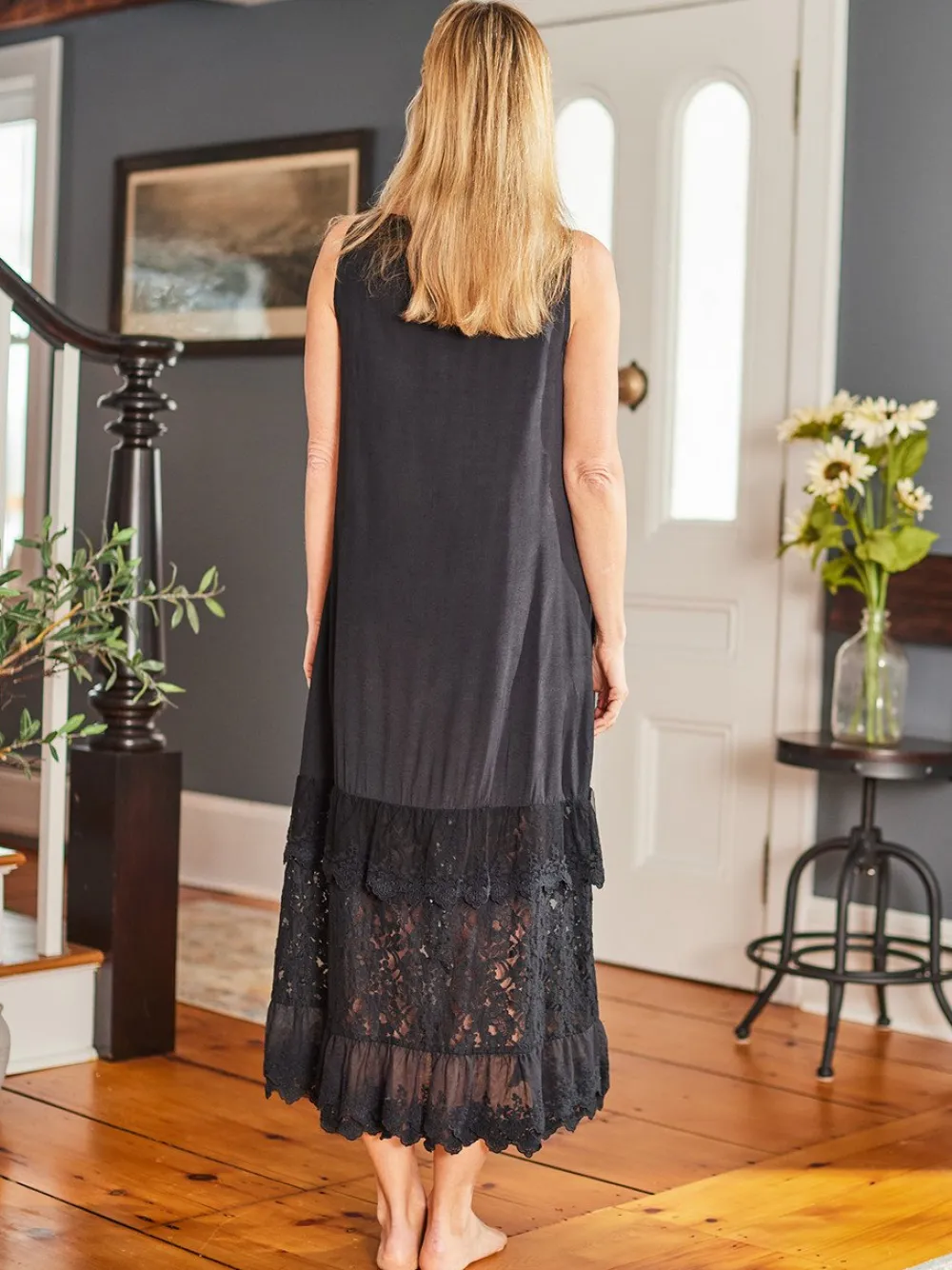 April Cornell Camille Black Slip- Robes, Nightgowns & Dresses