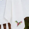 April Cornell Candy Cane Ecru Cross Stitch Embroidered Tea Napkins- Tea Towels