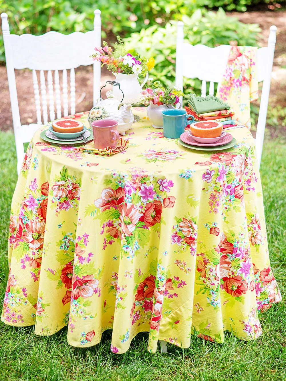 April Cornell Charming Sunshine Round Tablecloth, 88"- Tablecloths