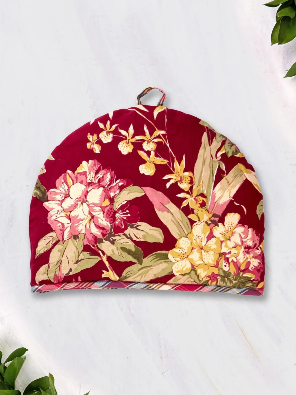 April Cornell Cranberry Patchwork Tea Cozy- Tea Cosies