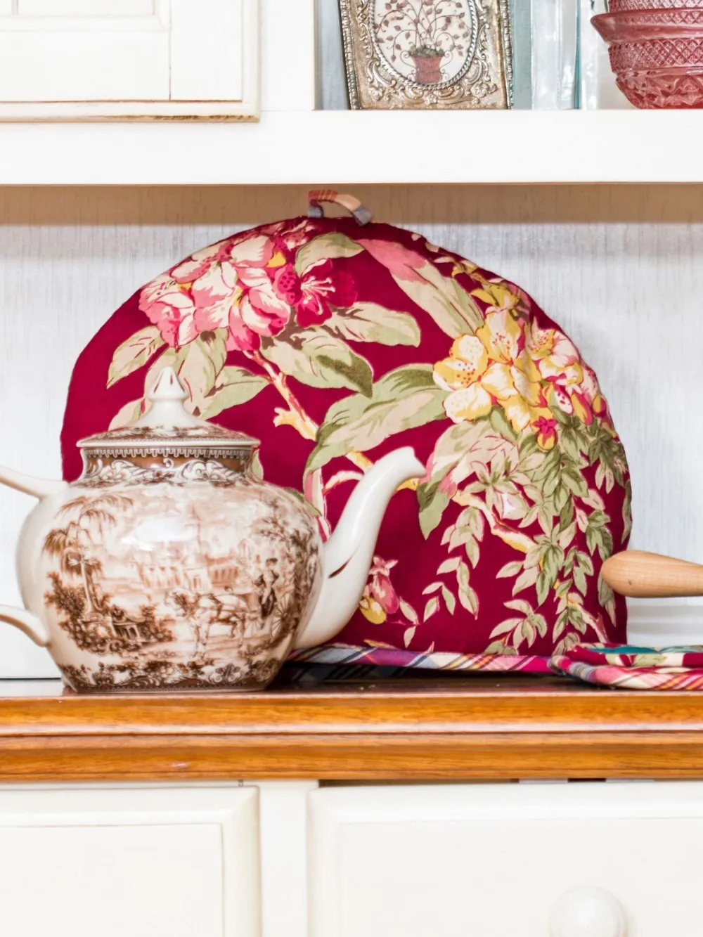 April Cornell Cranberry Patchwork Tea Cozy- Tea Cosies