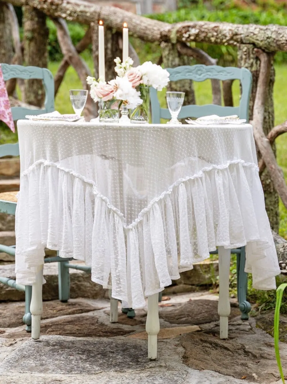 April Cornell Ella Dot Lace Tablecloth, 56" x 56"- Tablecloths