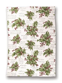 April Cornell Holly Song Ecru Tea Towel- Tea Towels