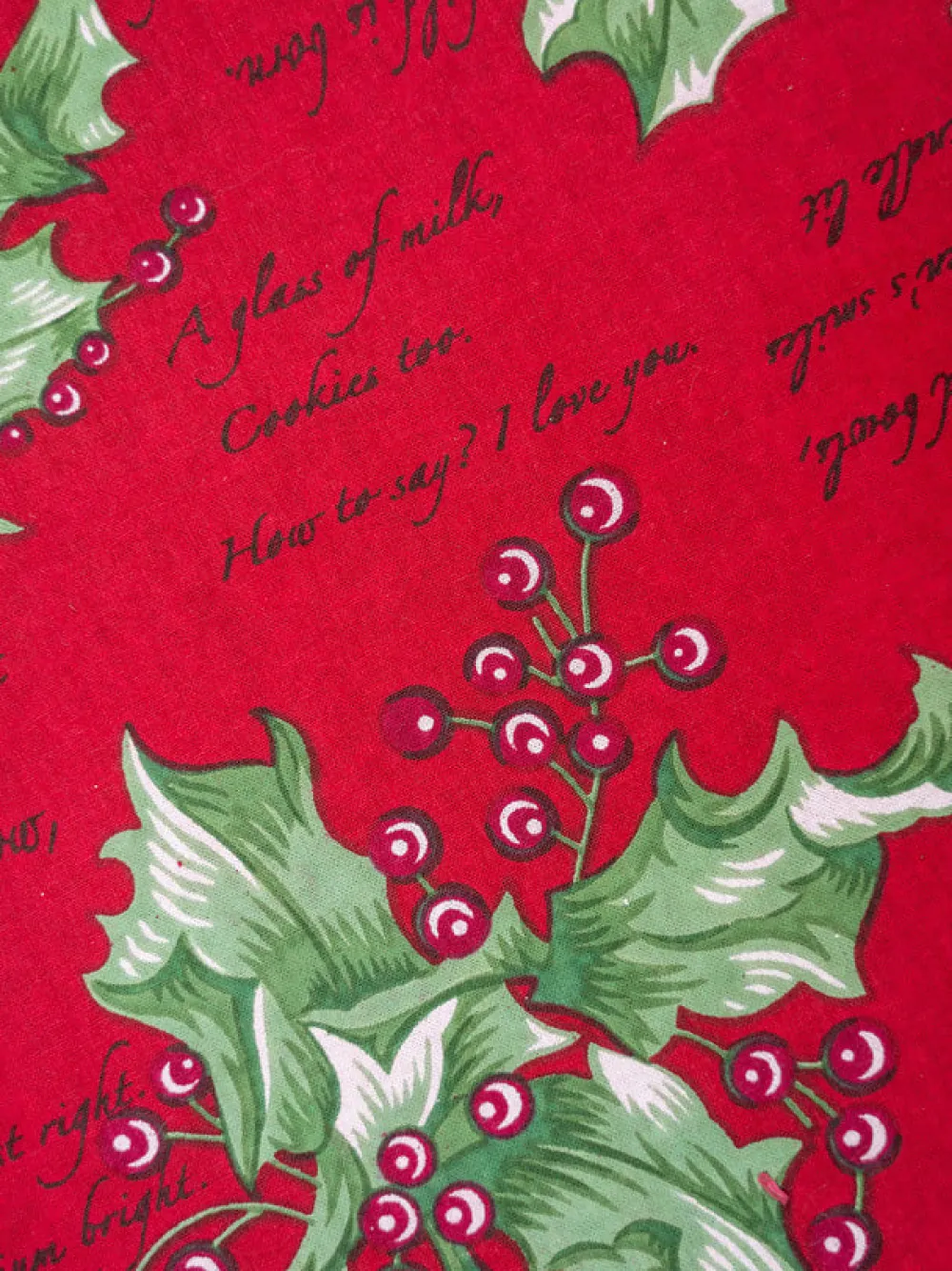 April Cornell Holly Song Red 88" Round Tablecloth- Tablecloths