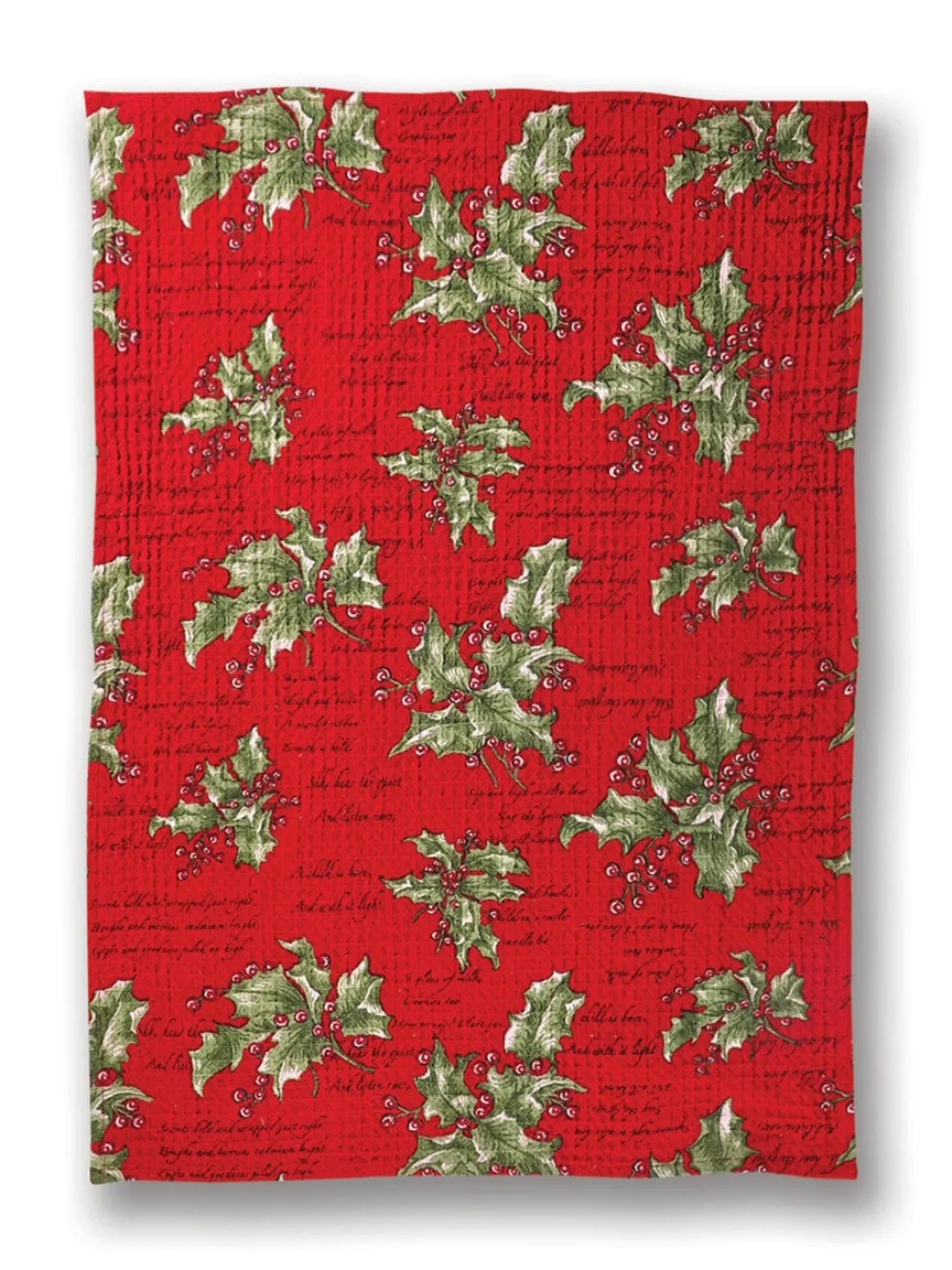 April Cornell Holly Song Red Tea Towel- Tea Towels