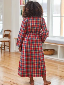 April Cornell Home Day Red & Green Dressing Gown- Robes, Nightgowns & Dresses