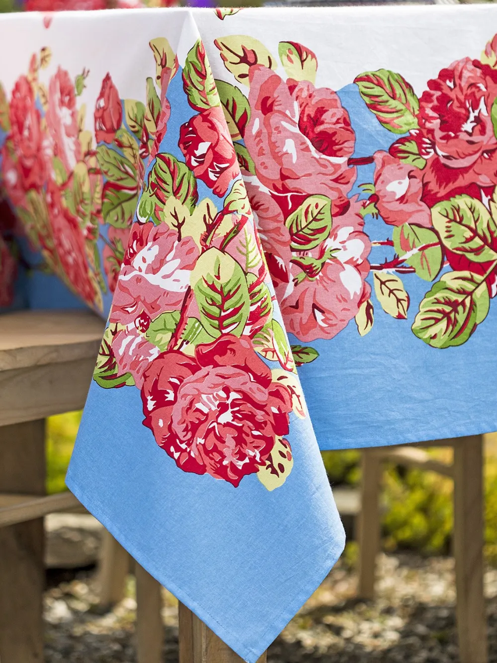 April Cornell La Vie En Rose Blue Tablecloth, 60" x 90"- Tablecloths