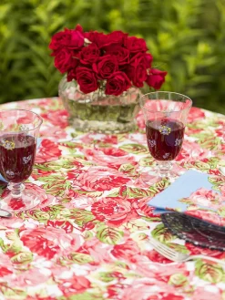April Cornell La Vie En Rose Red Round Tablecloth- Tablecloths