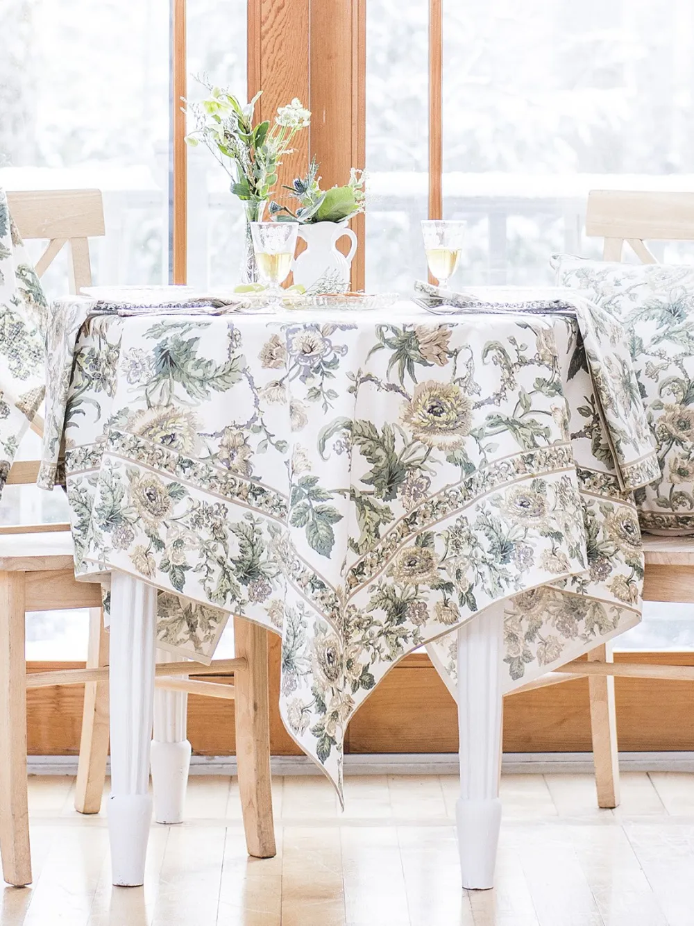 April Cornell Lillian Ecru Tablecloth, 54" x 54"- Tablecloths