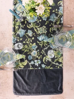 April Cornell Lillian Velvet Runner (Charcoal)- Table Runners
