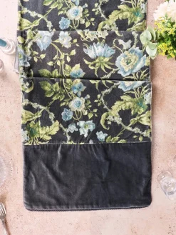 April Cornell Lillian Velvet Runner (Charcoal)- Table Runners
