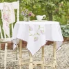 April Cornell Misty Morning Embroidered Tablecloth 36x36- Tablecloths