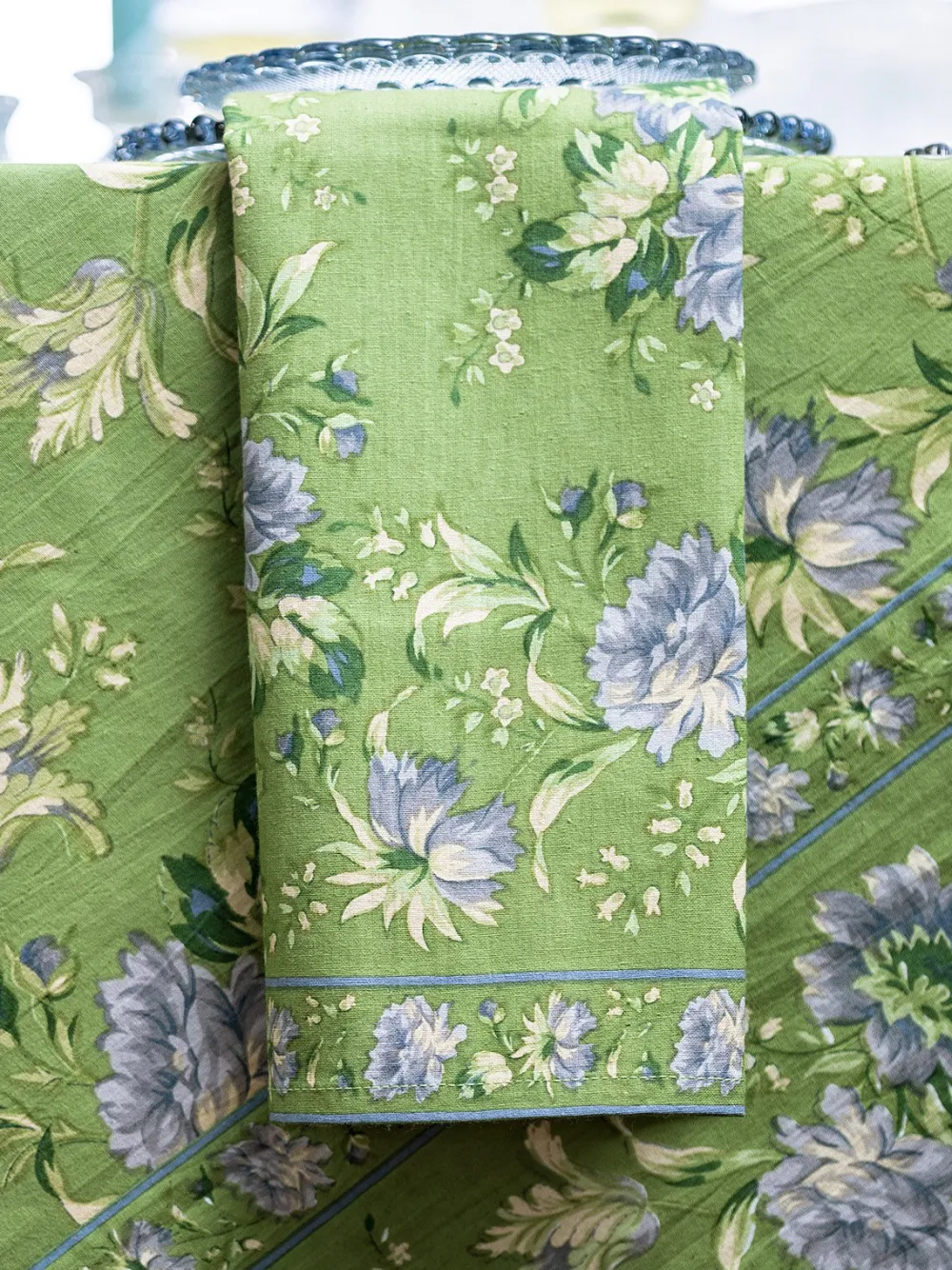 April Cornell Music Cotton Napkin Set in Jade- Cotton Napkins