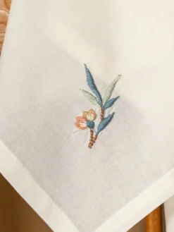 April Cornell Nature's Beauty Ecru Embroidered Tea Napkins- Cotton Napkins