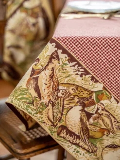 April Cornell Pheasant Cabernet Tablecloth, 60