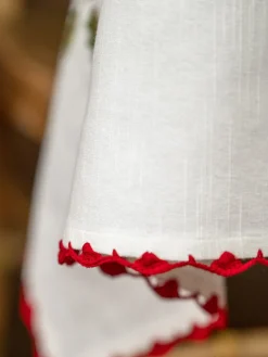 April Cornell Poinsettia with Red Trim Embroidered Tablecloth, 36