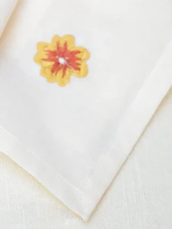 April Cornell Rooster Embroidered Tea Napkins- Cotton Napkins