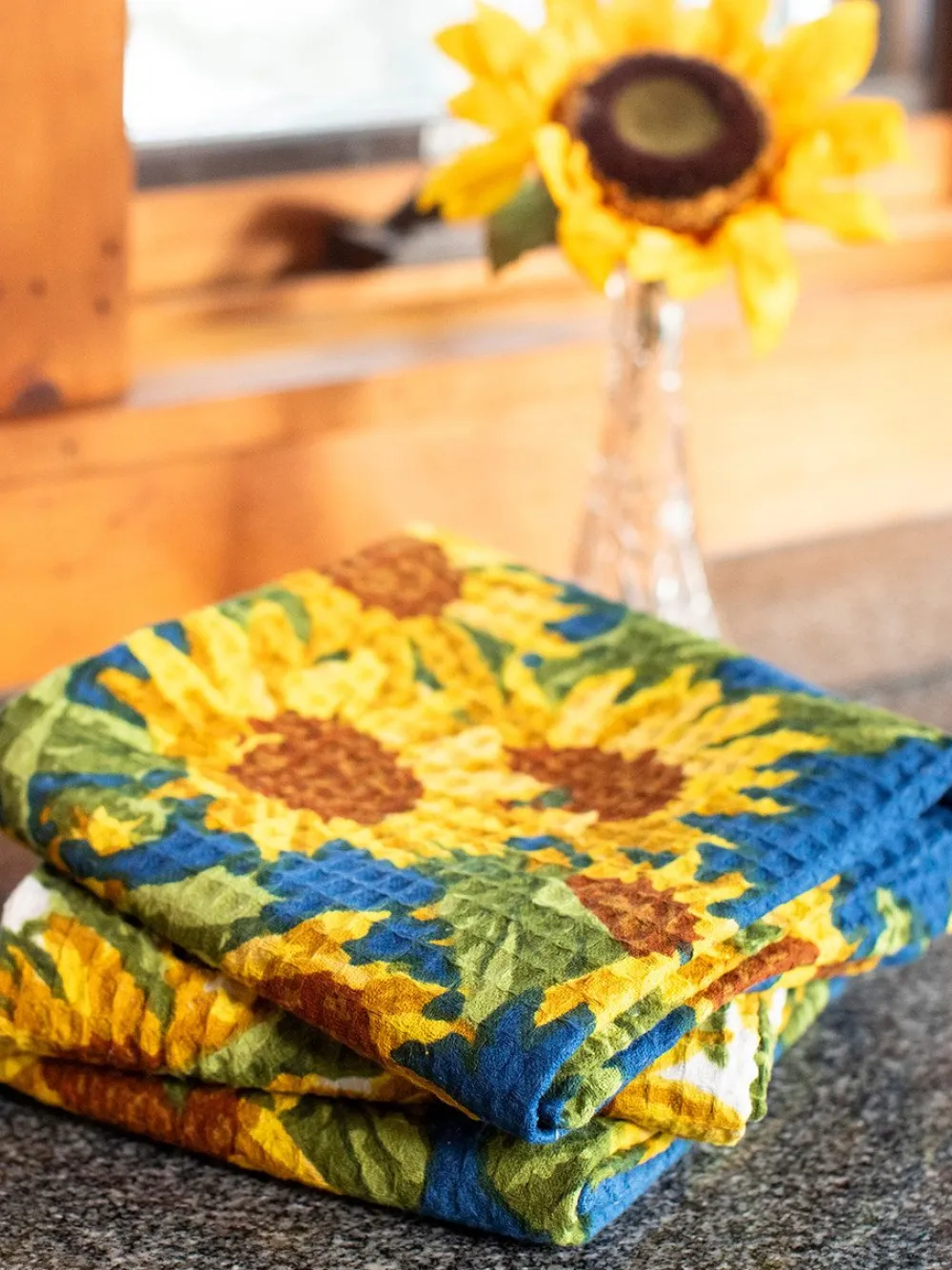 April Cornell Sunflower Valley Navy Tea Towel- Tea Towels