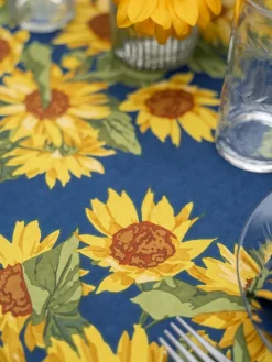 April Cornell Sunflower Valley Navy Tablecloth, 60" x 108"- Tablecloths