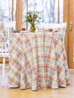 April Cornell Sunwashed Plaid Round Tablecloth- Tablecloths