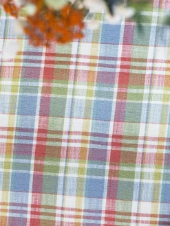 April Cornell Sunwashed Plaid Round Tablecloth- Tablecloths