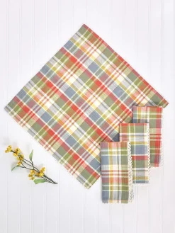 April Cornell Sunwashed Plaid Cotton Napkin Set- Cotton Napkins