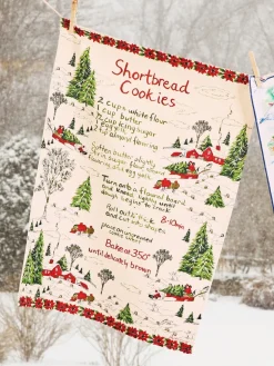 April Cornell Yuletide White Shortbread Tea Towel- Tea Towels