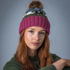 Aran Rose Sheep Pom Pom Hat- Hats|Souvenirs