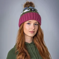 Aran Rose Sheep Pom Pom Hat- Hats|Souvenirs