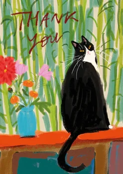 Bamboo Cat Thank You Card- Greeting Cards