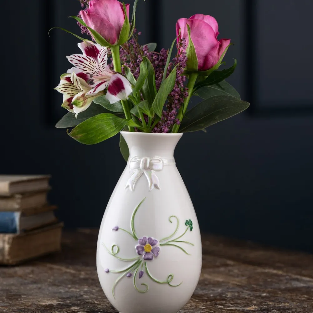 Belleek Classic Ribbon Spill Vase- Vases|Belleek Pottery