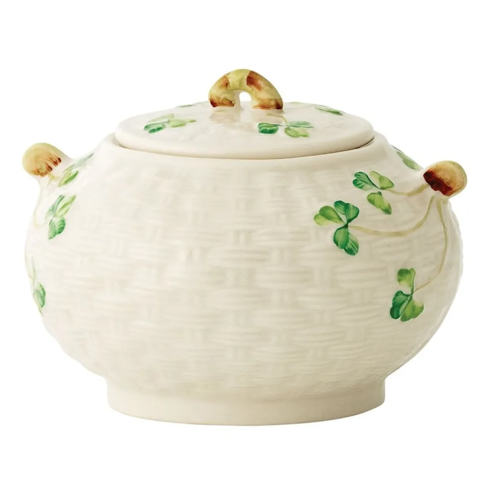 Belleek Classic Shamrock Sugar Bowl- Belleek|Creamers & Sugar Bowls