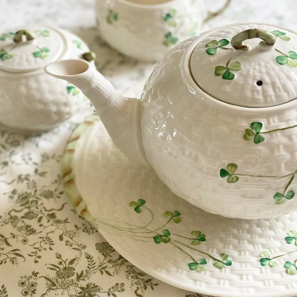 Belleek Classic Shamrock Sugar Bowl- Belleek|Creamers & Sugar Bowls