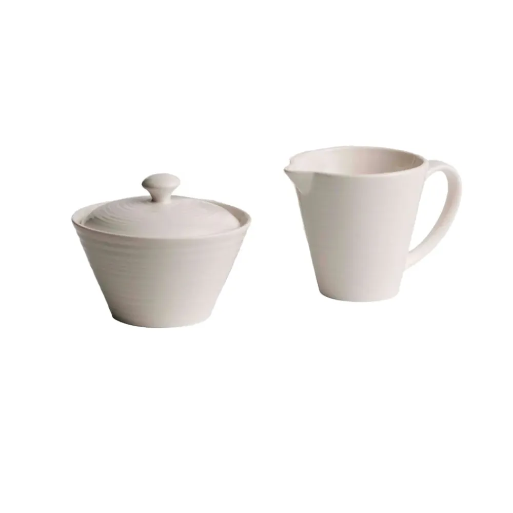 Belleek Living Ripple Creamer & Sugar- Belleek|Creamers & Sugar Bowls