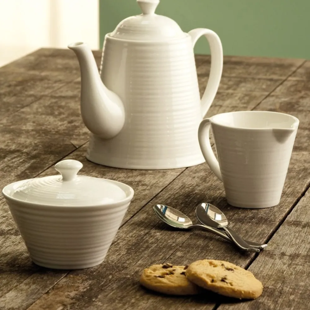 Belleek Living Ripple Creamer & Sugar- Belleek|Creamers & Sugar Bowls