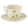 Belleek Shamrock Harp Teacup & Saucer- Belleek|Teacups & Saucers