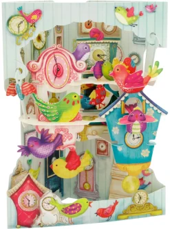 Birds & Clocks Swing Card- Greeting Cards