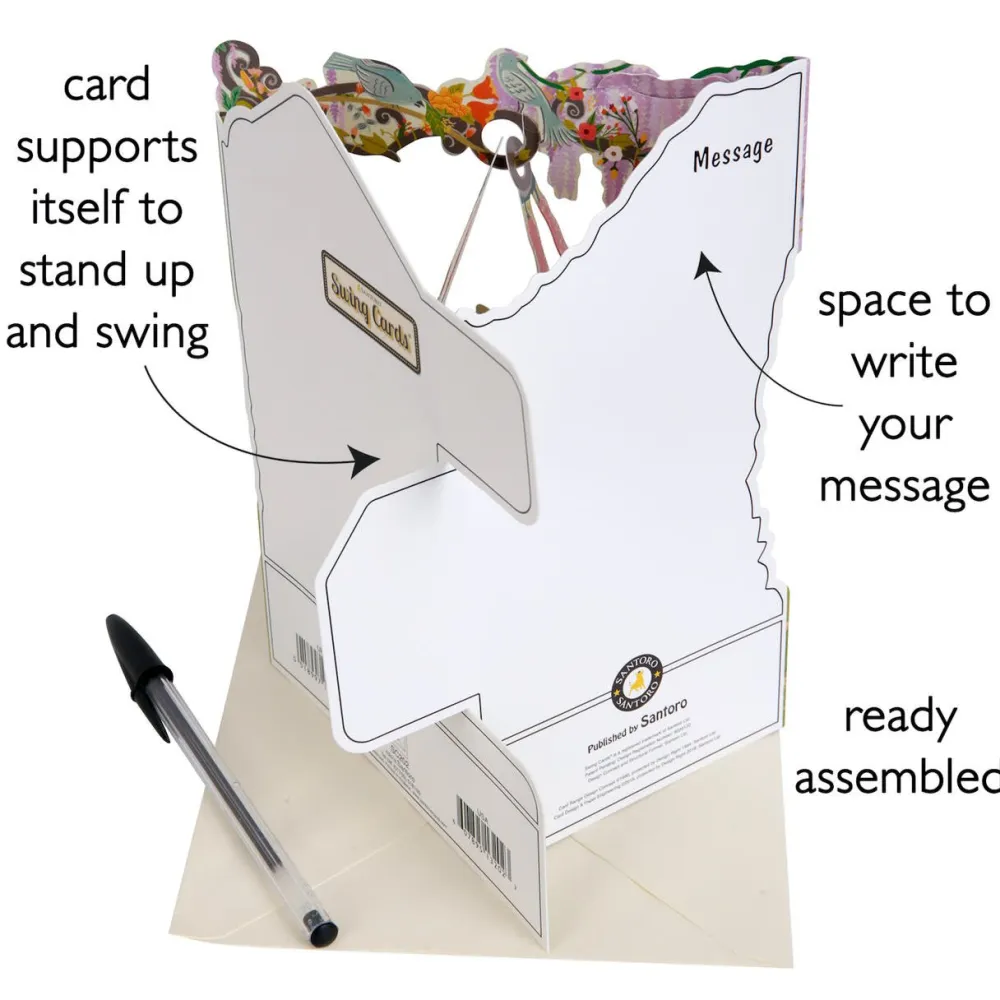 Birds & Clocks Swing Card- Greeting Cards
