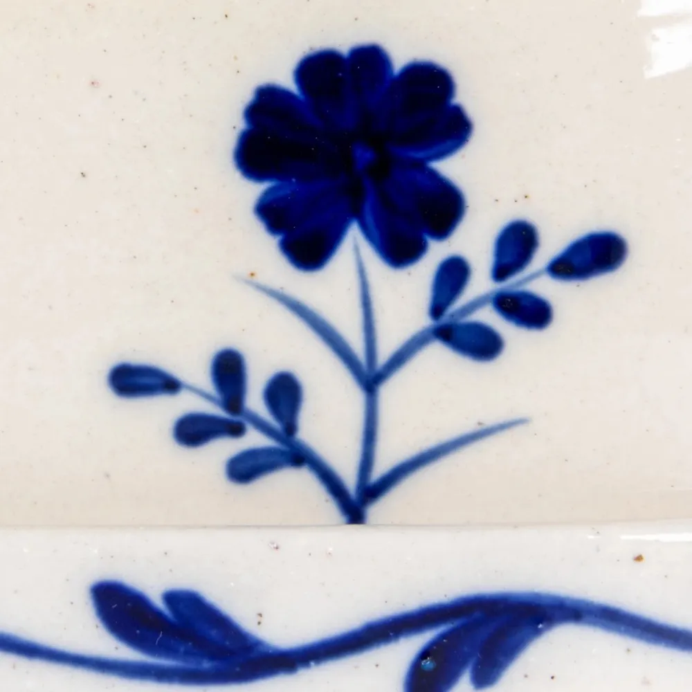 Blue & White Butter Dish with Flower- Kitchen Tools