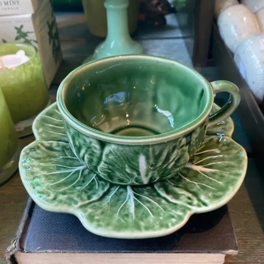 Bordallo Pinheiro Cabbage Teacup & Saucer- Bordallo Pinheiro|Teacups & Saucers