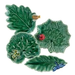 Bordallo Pinheiro Countryside Leaves Ragwort Leaf with Lady Bug- Bordallo Pinheiro|Tea Plates