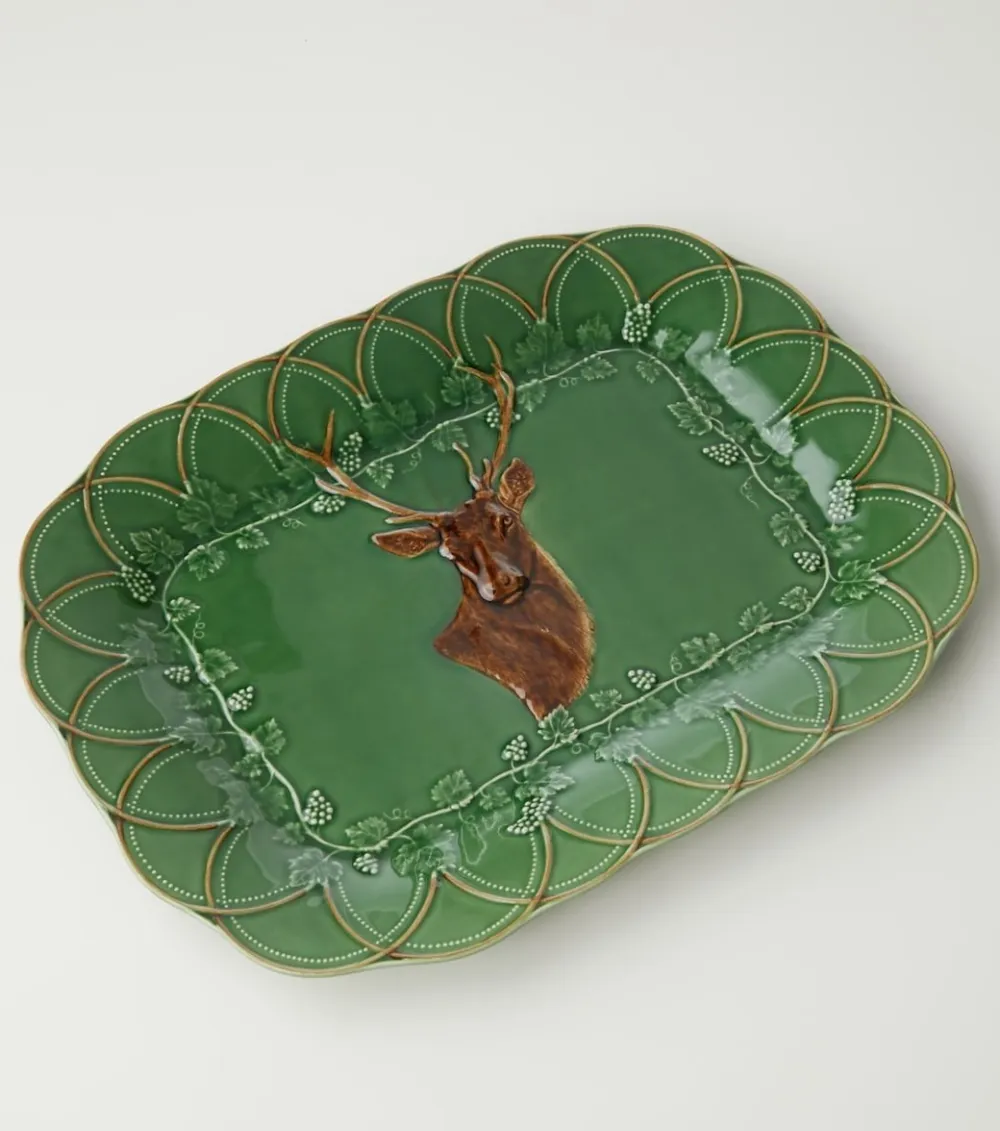 Bordallo Pinheiro Wood Grove Deer Tray- Trays|Bordallo Pinheiro