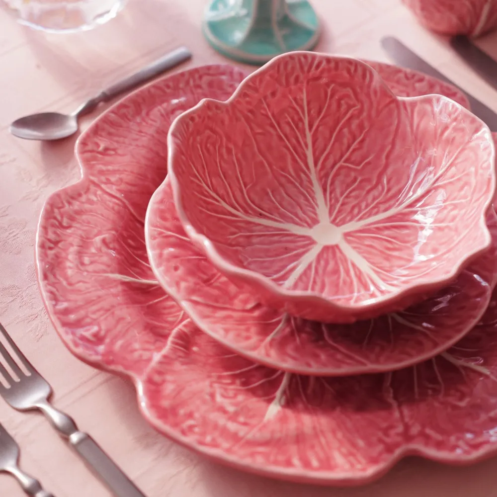 Bordallo Pinheiro Pink Cabbage Fruit Plate- Bordallo Pinheiro