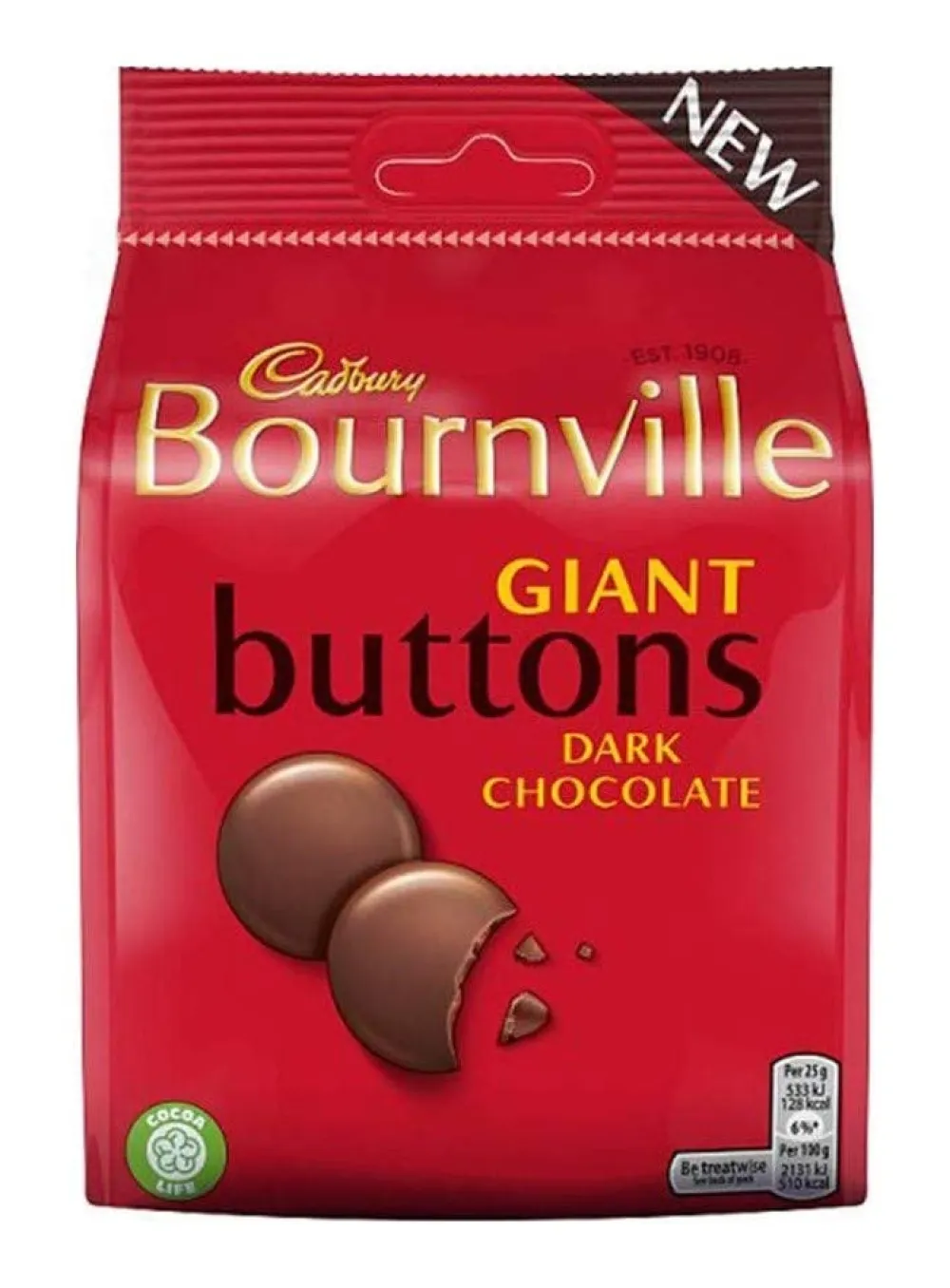 Bournville Giant Buttons Bag 110g- British Chocolate